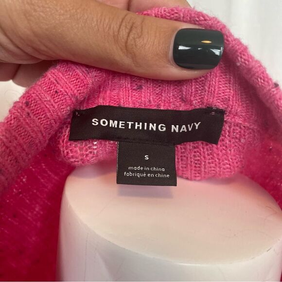 Something Navy Pink Flecked Crewneck Sweater Women’s Size Small - Picture 4 of 7